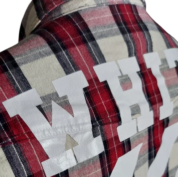 SS15 Off-White | Virgil Abloh | Button Up Flannel | Hazard Paint Logo | Oversize - Picture 14 of 16